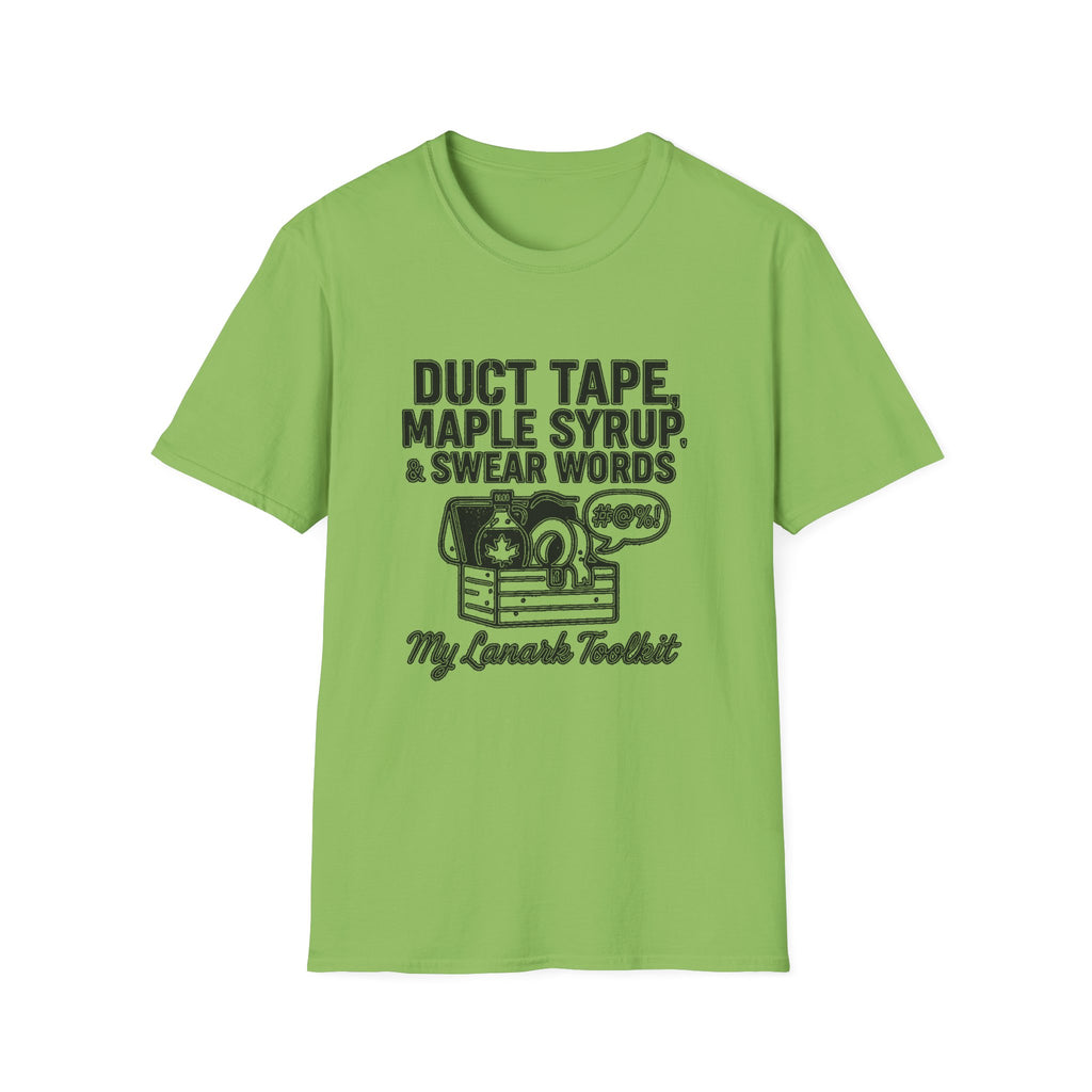 "DUCT TAPE, MAPLE SYRUP & SWEAR WORDS MY LANARK TOOLKIT" T-SHIRT