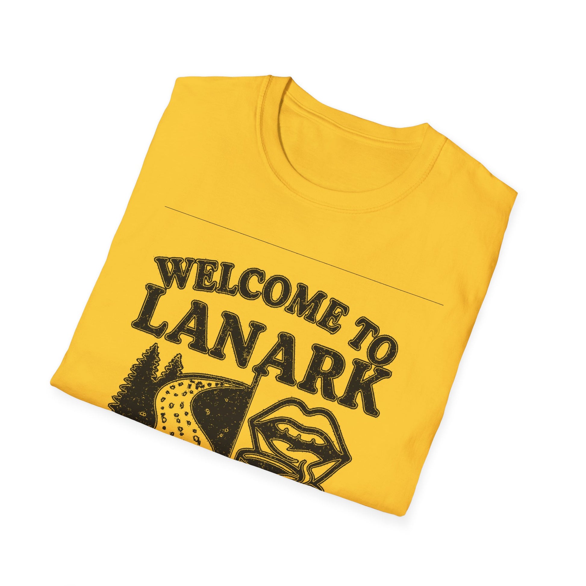 "WELCOME TO LANARK HALF GRAVEL, HALF GOSSIP" T-SHIRT