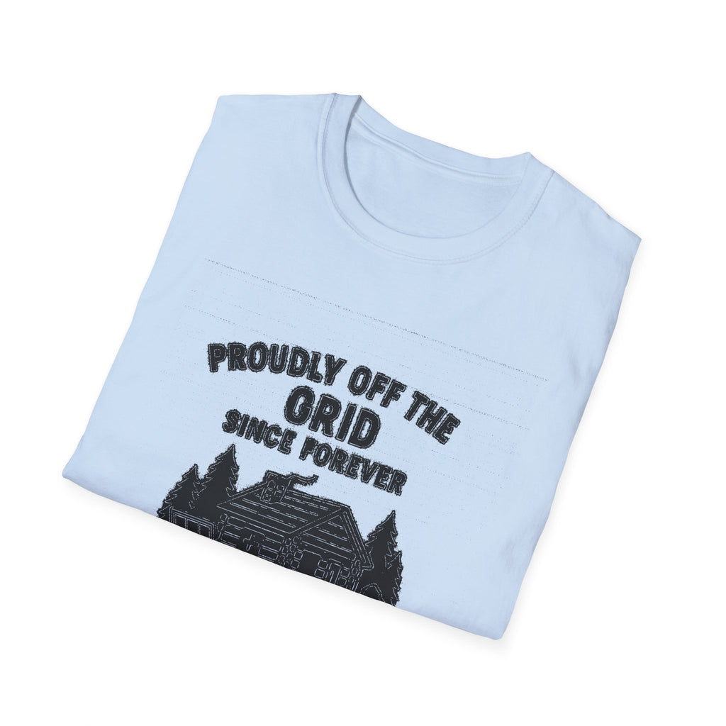 "PROUDLY OFF THE GRID SINCE FOREVER IN MACDONALD'S CORNERS" T-SHIRT