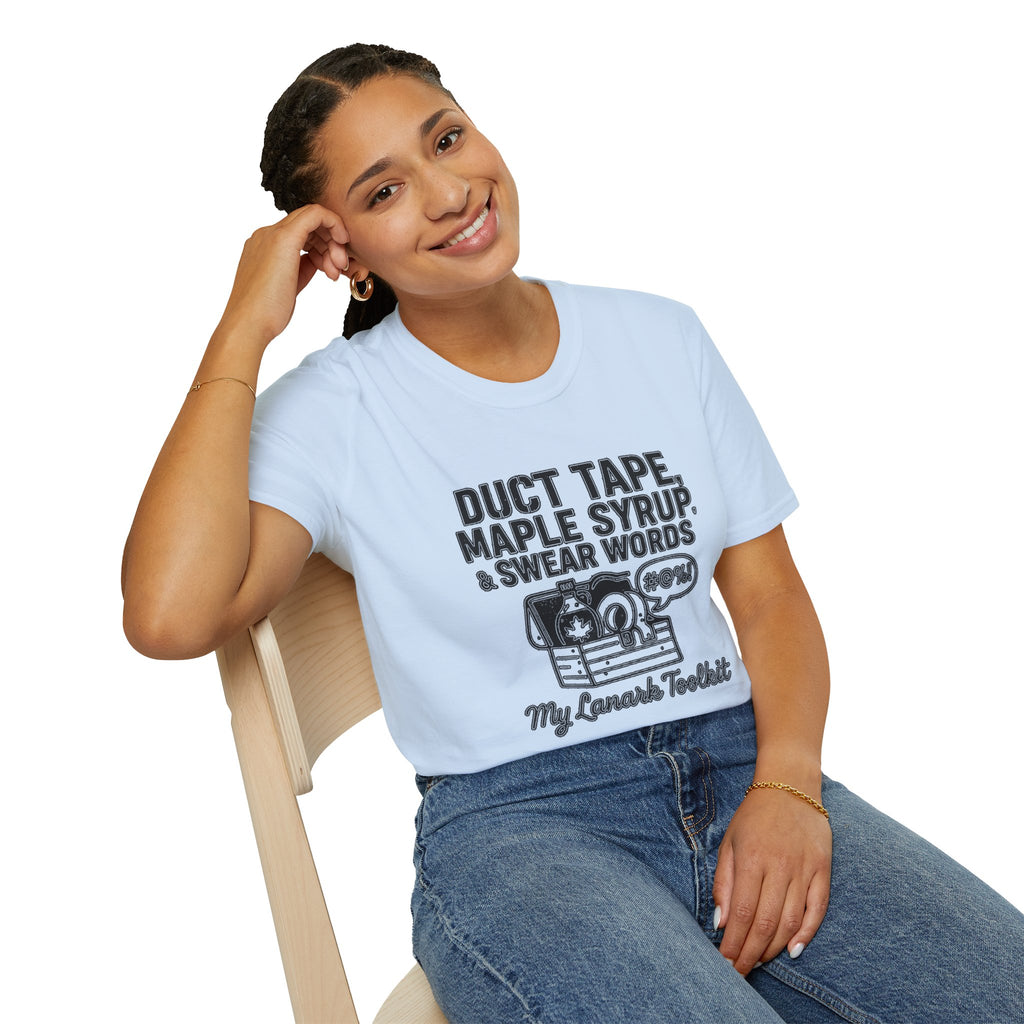 "DUCT TAPE, MAPLE SYRUP & SWEAR WORDS MY LANARK TOOLKIT" T-SHIRT