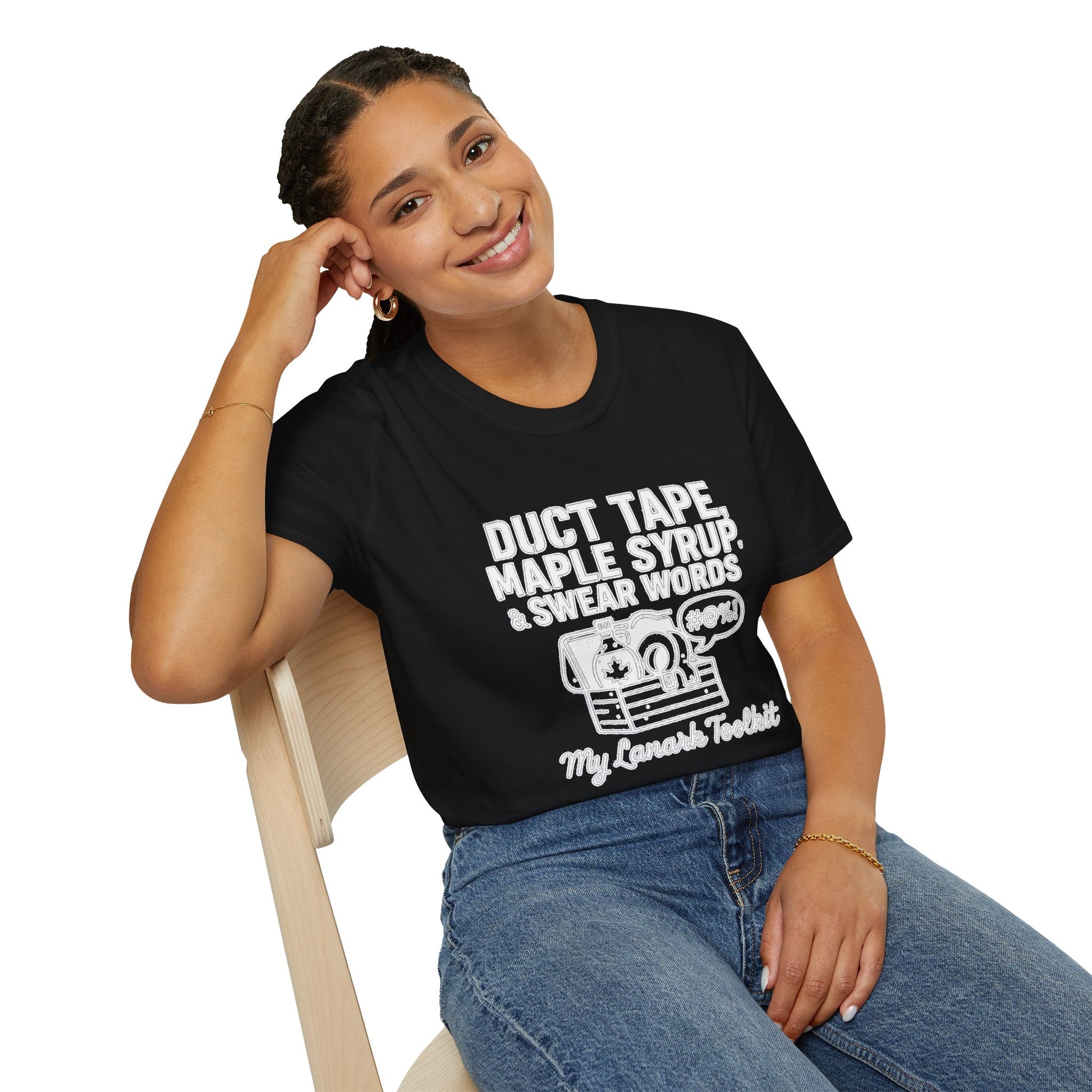 "DUCT TAPE, MAPLE SYRUP & SWEAR WORDS MY LANARK TOOLKIT" T-SHIRT
