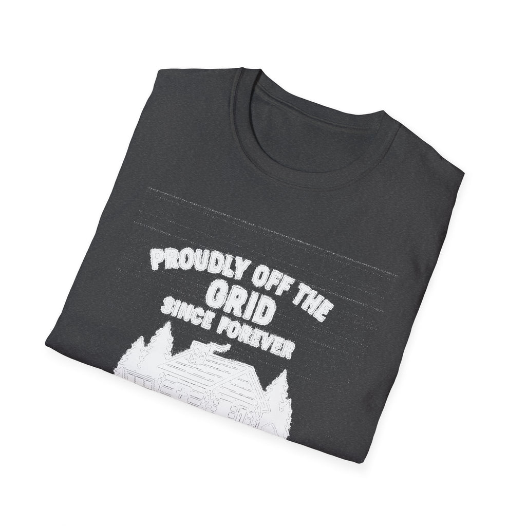 "PROUDLY OFF THE GRID SINCE FOREVER IN MACDONALD'S CORNERS" T-SHIRT