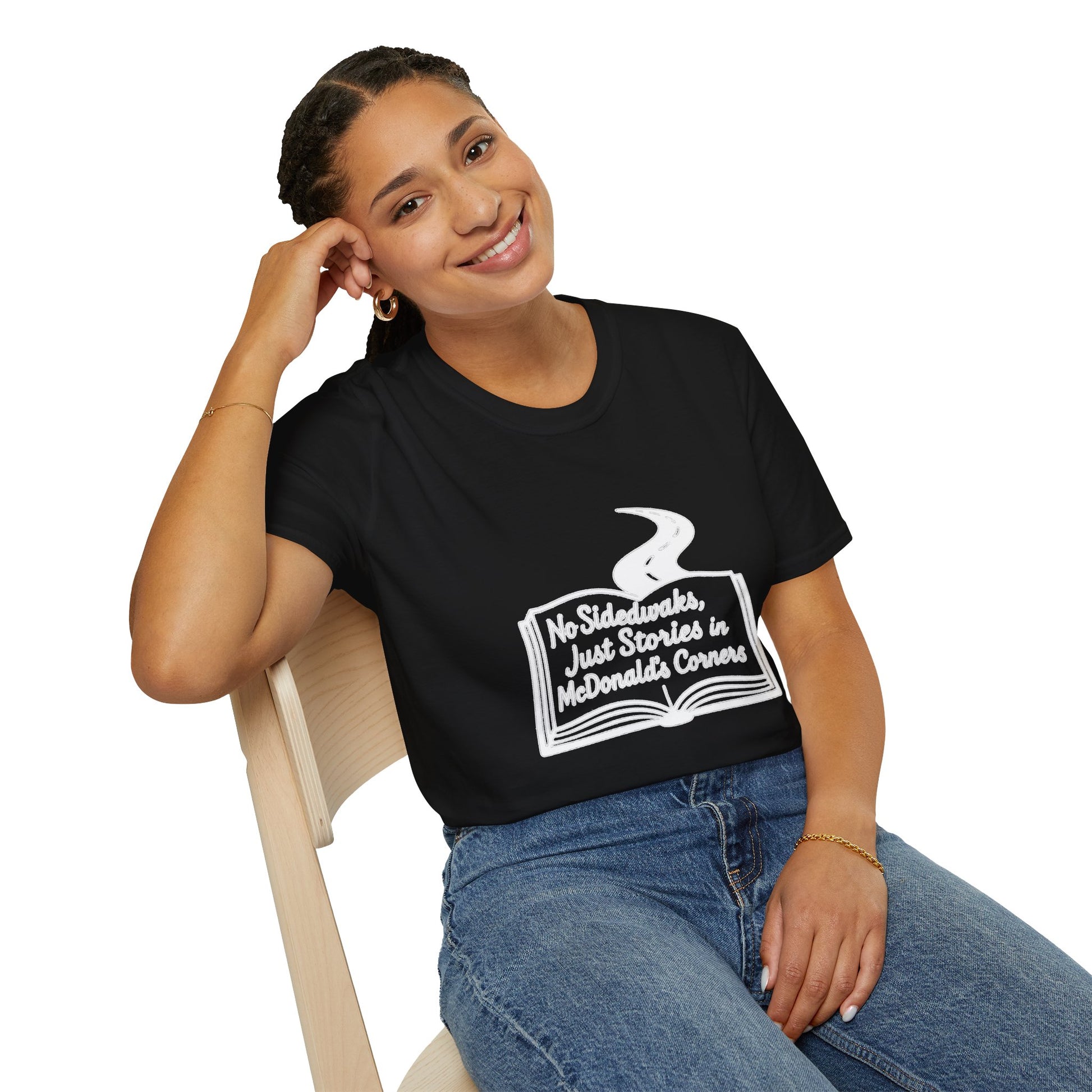 "NO SIDEWALKS, JUST STORIES IN MCDONALD'S CORNERS" T-SHIRT
